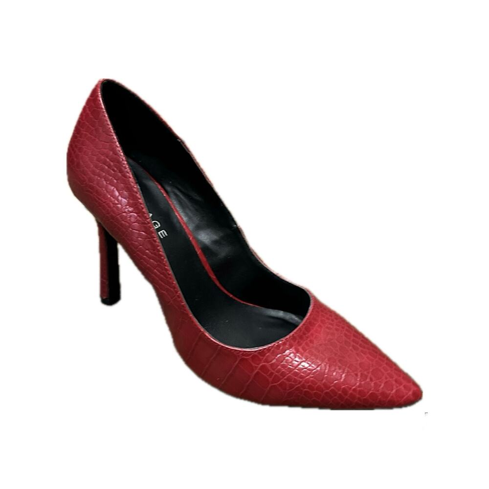 NWOT Rampage Red Croc Embossed Pointed Toe Pump Heels Shoes. Size 6.5